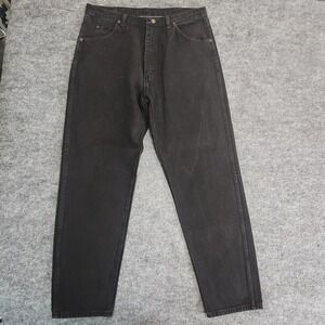 Vintage Wrangler Jeans Mens 34x31 Black Denim Straight Rugged Wear Work Made USA